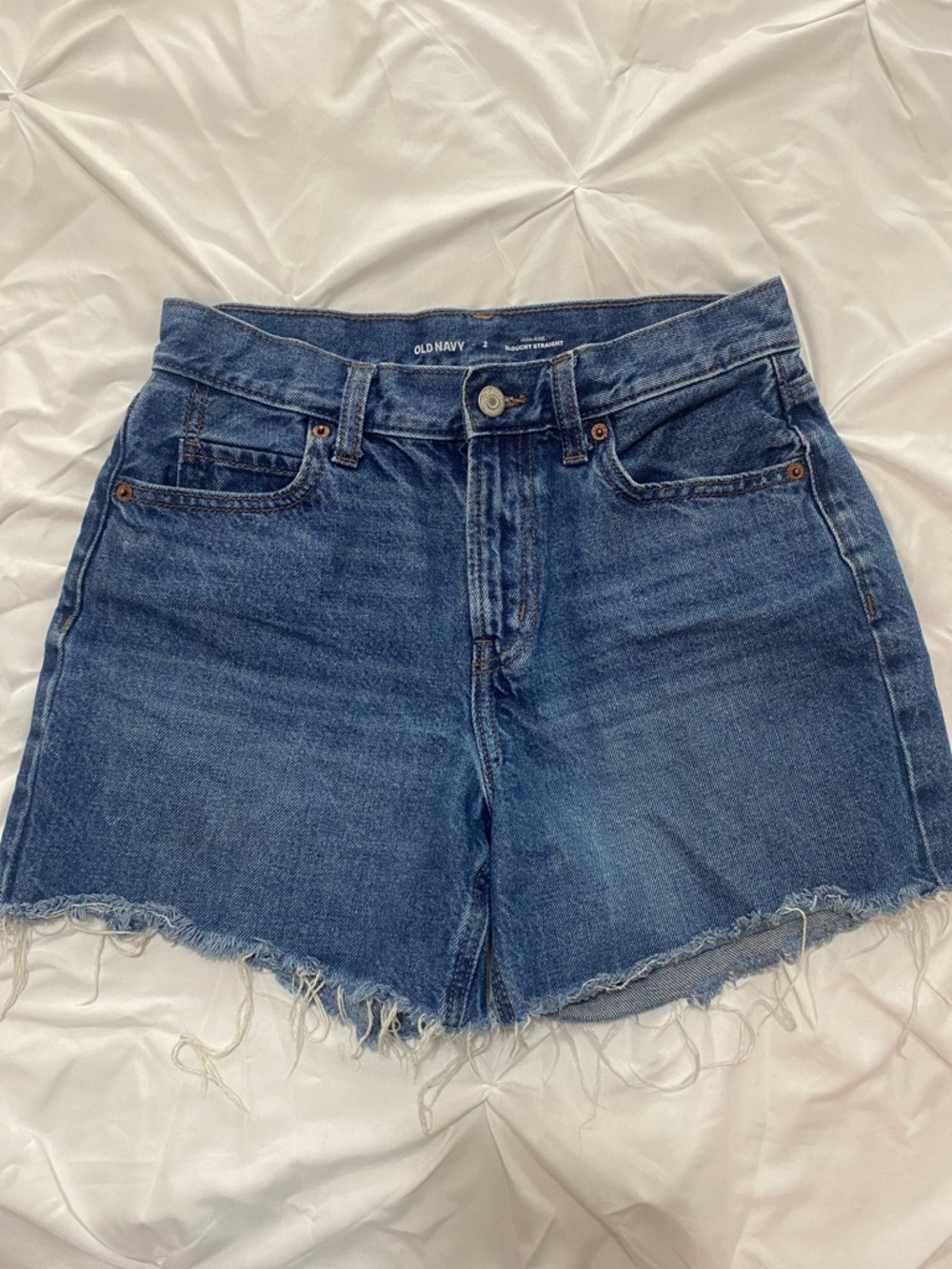 Old Navy Size 2/Small Blue Denim High-Rise Slouchy Straight Shorts